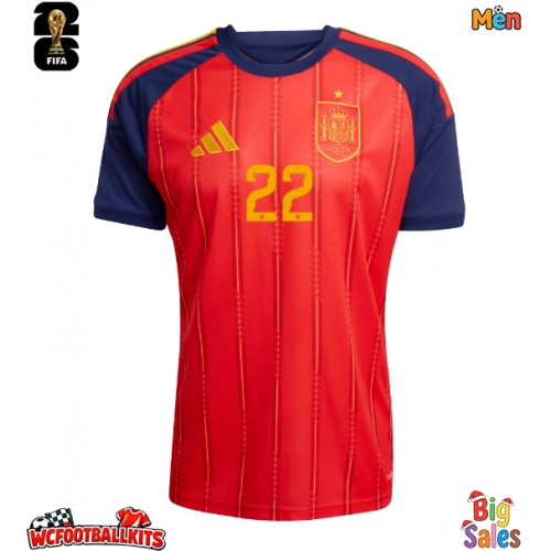 Spain Pau Cubarsi #22 Replica Home Stadium Shirt World Cup 2026 Short Sleeve